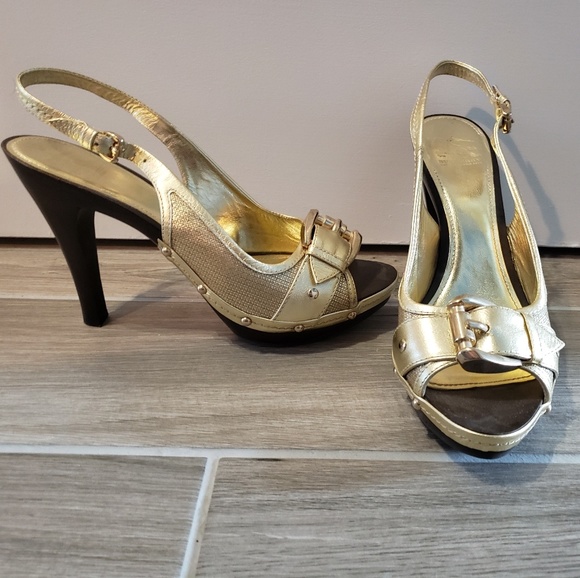 Burberry Shoes - Burberry Gold Leather Heel